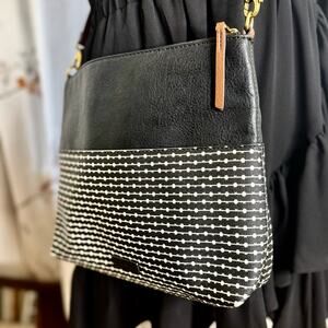 FOSSIL Fiona Black and White Polkadot Dot Crosssbody Bag Purse